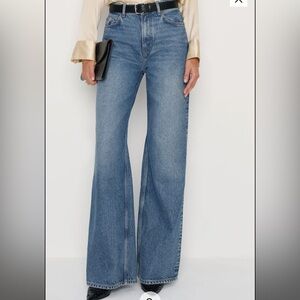 Reformation Cary High Rise Slouchy Blue Wide Leg Jeans - Size 27
